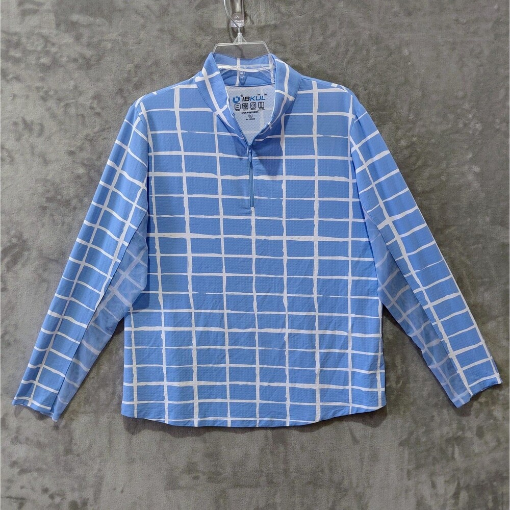 IBKUL Cordova Solid Mock Neck 1/4 Zip Pullover Women's XL Peri Blue Golf EUC